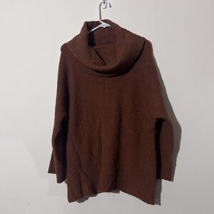 Eileen Fisher Size Medium Rust Brown Yak Wool Blend Cowlneck Tunic Sweater